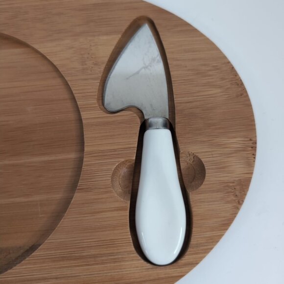 Vintage Japan Ceramic Wood Platter Knife Cheese Charcuterie Serving Set - Picture 5 of 9